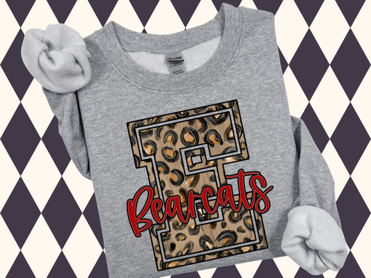 Leopard Varsity Letter with Script Sweatshirt
