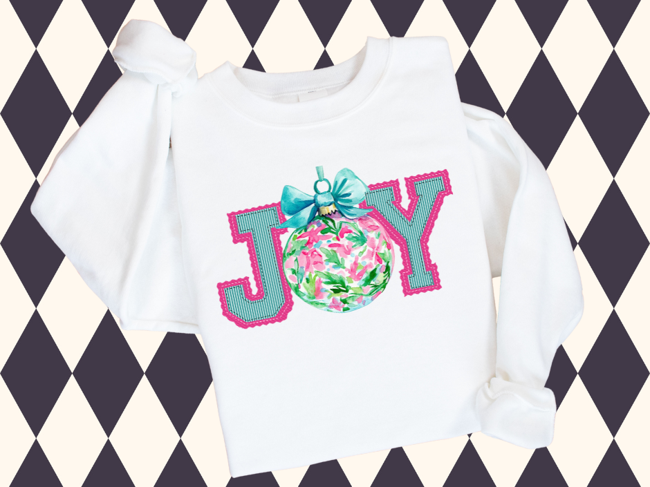 Pink Prepster Joy Christmas Sweatshirt