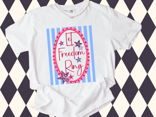 Let Freedom Ring Freedom | Trendy Striped Patriotic Shirt | 250 Years America Celebration