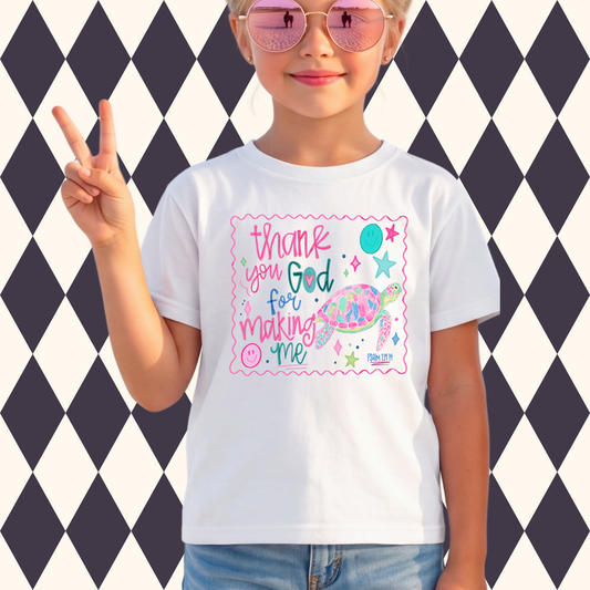 Thank You God for Making Me Sea Turtle Kids T-Shirt