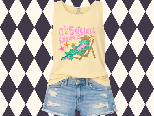 It's 5 O’Clock Somewhere Lounging Gator T-shirt • Tank Top
