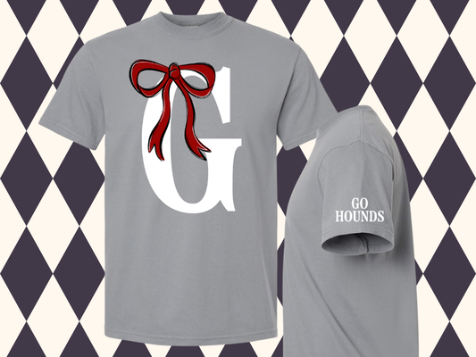The Grand Monogram Bow T-Shirt | Any Letter • Any Mascot