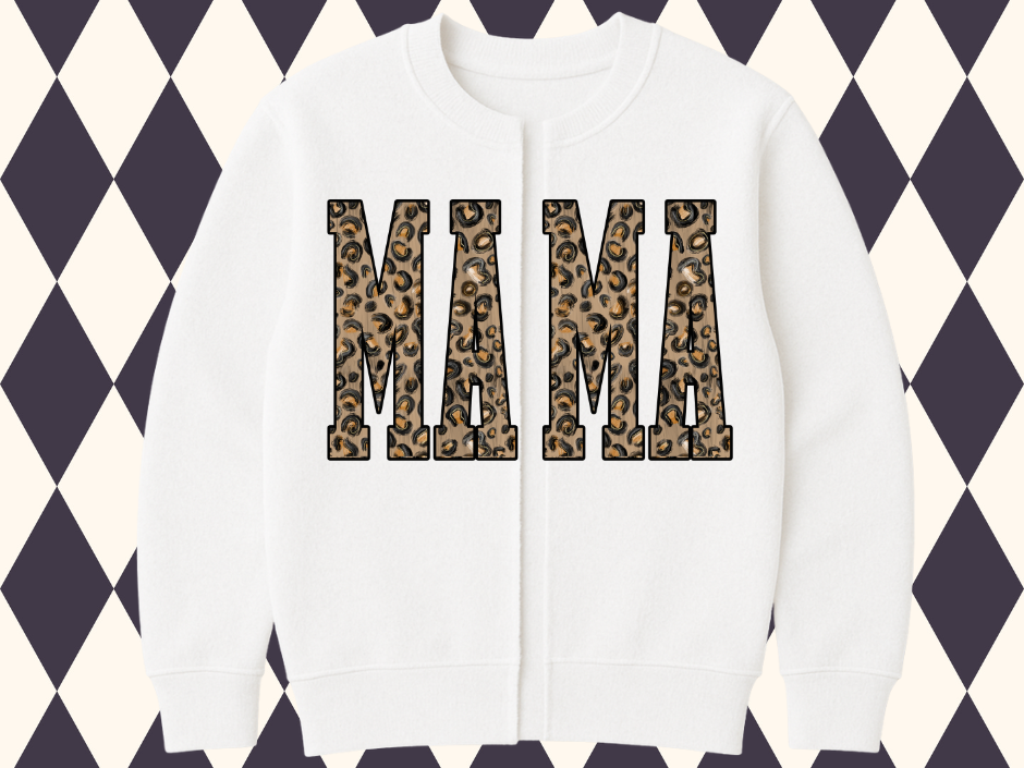 Customizable Leopard Tall Skinny Letter Raw Split Cardigan