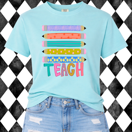 Teach Stacked Pencils Graphic Tee
