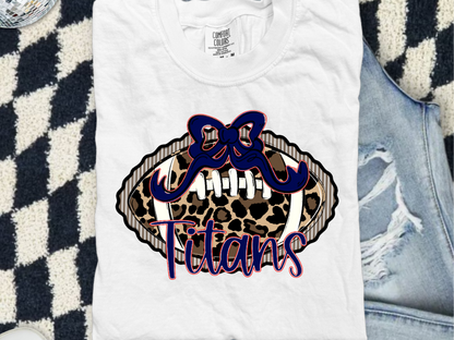Prepster Leopard Football Bow T-Shirt • Sweatshirt | Any Mascot