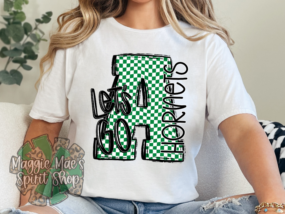💚  Let’s Go Hornets! Checkered A T-Shirt