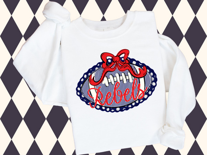 Prepster Football & Bow T-Shirt • Sweatshirt | Any Color Combo • Any Mascot