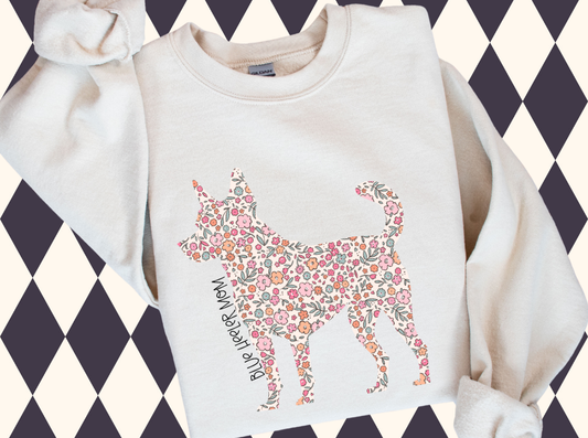 Floral Breed Silhouette "Dog Mom" (Over 100 breeds available) - T-Shirt, Sweatshirt |Custom Dog Breed Shirt | Pet Mom Wear | Dog Mama |