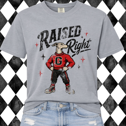 Retro Raised Right Custom Mascot Graphic Tee