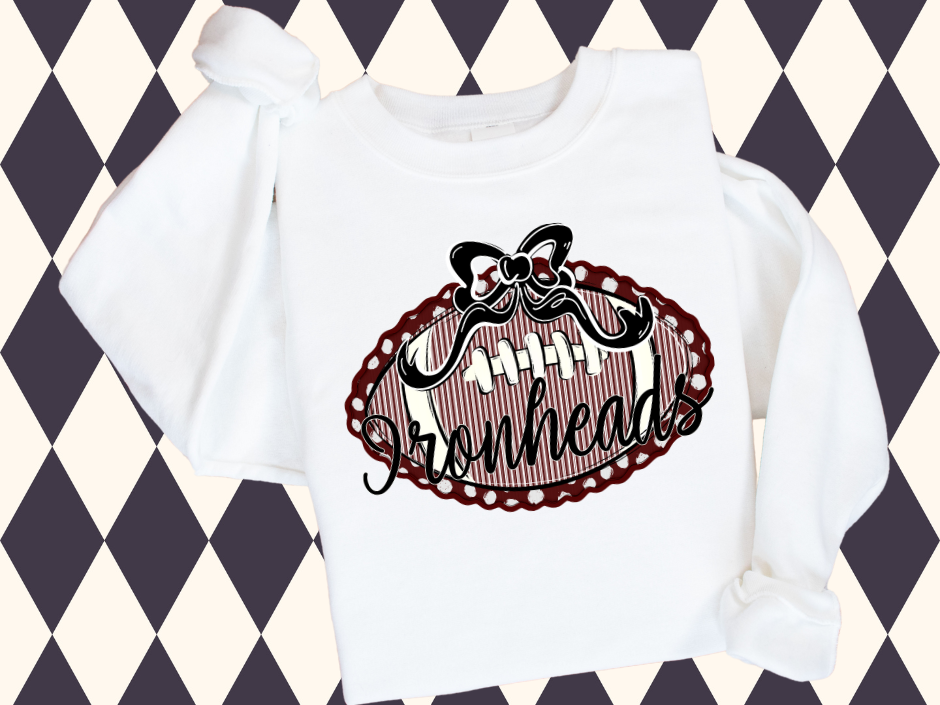 Prepster Football & Bow T-Shirt • Sweatshirt | Any Color Combo • Any Mascot