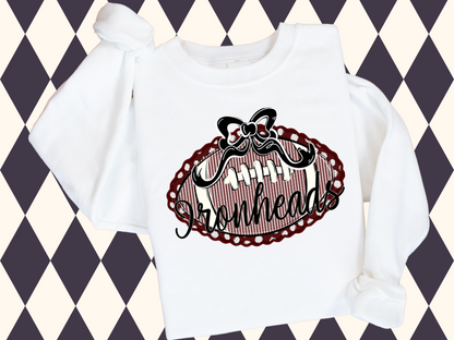 Prepster Football & Bow T-Shirt • Sweatshirt | Any Color Combo • Any Mascot