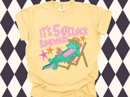It's 5 O’Clock Somewhere Lounging Gator T-shirt • Tank Top