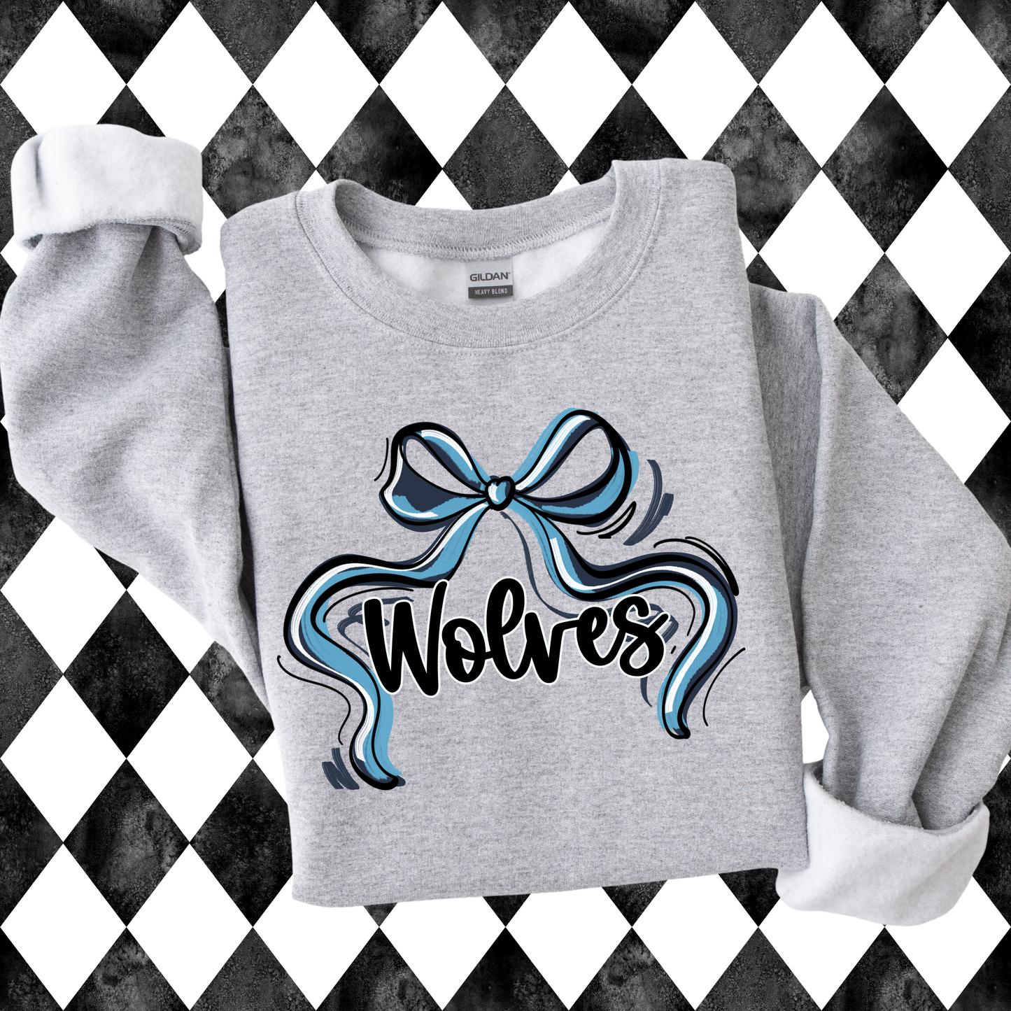 Flowy Bow Spirit Sweatshirt or T-Shirt | Any School/Team/Mascot • Any Color