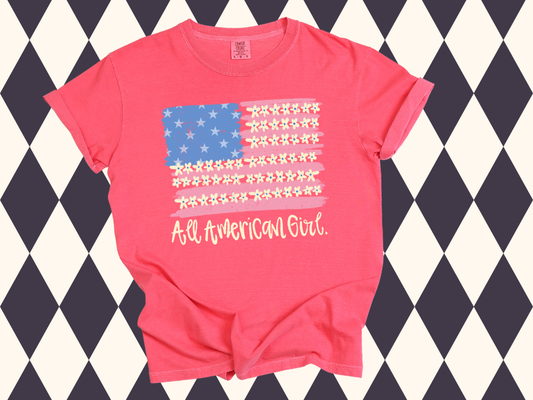 All American Girl Daisy T-Shirt | Youth • Adult | Floral USA Flag Shirt | Summer Spirit Apparel |