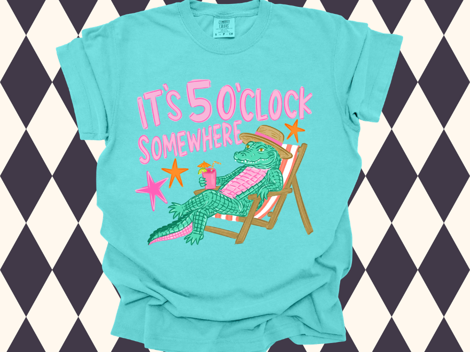 It's 5 O’Clock Somewhere Lounging Gator T-shirt • Tank Top