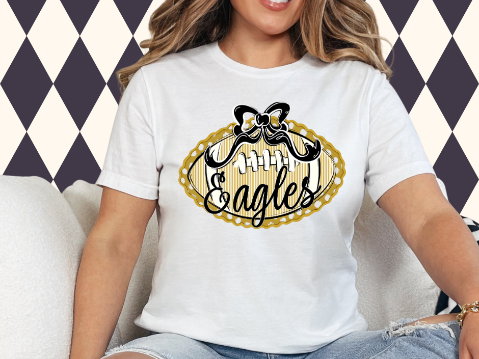 Prepster Football & Bow T-Shirt • Sweatshirt | Any Color Combo • Any Mascot