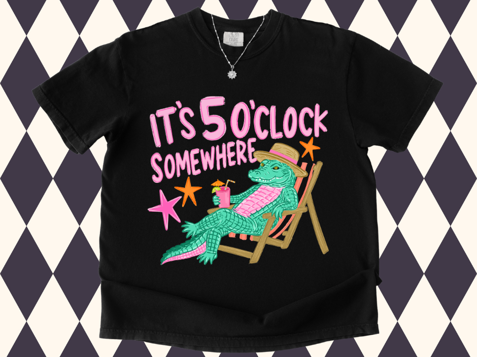 It's 5 O’Clock Somewhere Lounging Gator T-shirt • Tank Top