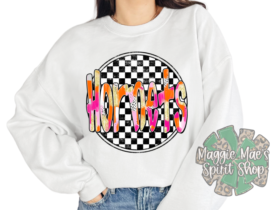 Checkered Hornets Pride T-Shirt (Pink + Gold Pop!)