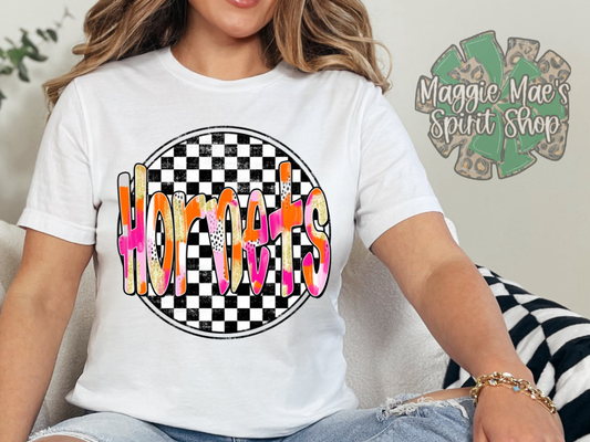 Checkered Hornets Pride T-Shirt (Pink + Gold Pop!)