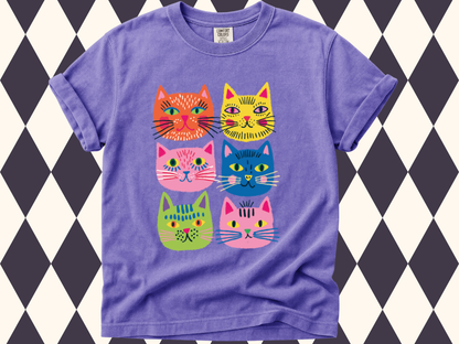 Cool Cat Grid T-Shirt | Adult • Youth Sizes Available