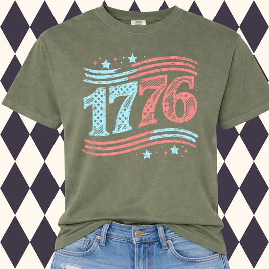1776 Pattern Pop Patriotic T-Shirt | Patriotic • 4th of July • Independence Day | 250 Year Celebration