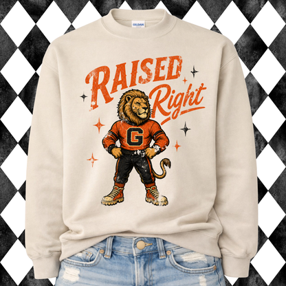 Retro Raised Right Sweatshirt | Any Mascot • Any Color