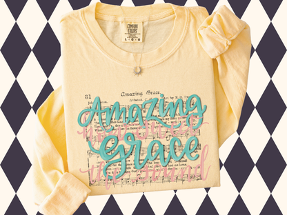 Amazing Grace How Sweet the Sound T-Shirt - Short Sleeved • Long-Sleeved | Aesthetic Faith-Based Tee |