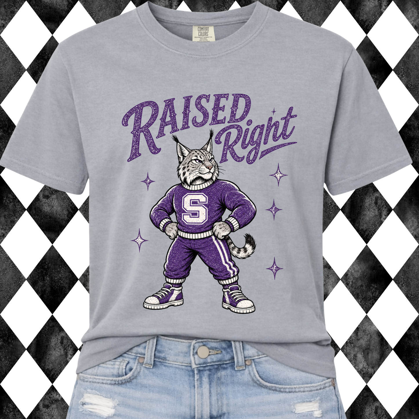 Retro Raised Right Custom Mascot Graphic Tee