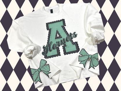 Prepster Letter Side-Bow Sweatshirt  | Any Team • Any Color Combination