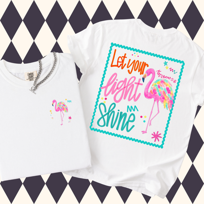 Let Your Light Shine Flamingo T-Shirt • Adult & Youth Sizes Available