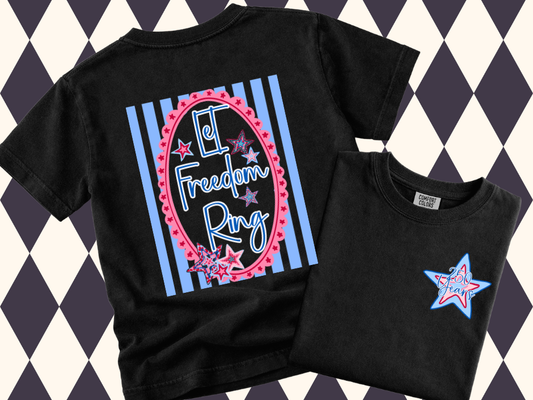 Let Freedom Ring Freedom | Trendy Striped Patriotic Shirt | 250 Years America Celebration