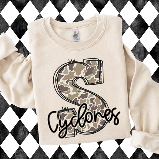 Camo Doodle Mascot T-Shirt • Sweatshirt | Any Letter • Any Mascot