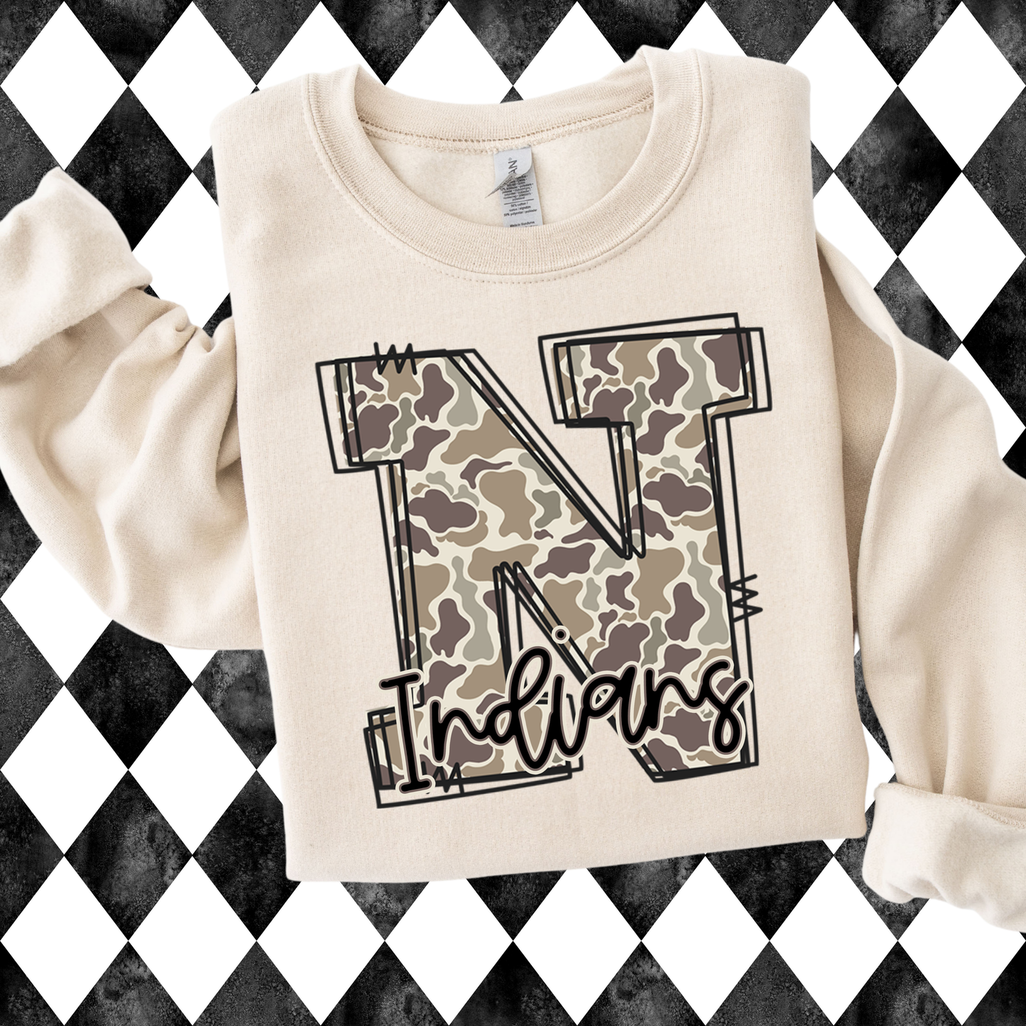 Camo Doodle Mascot T-Shirt • Sweatshirt | Any Letter • Any Mascot