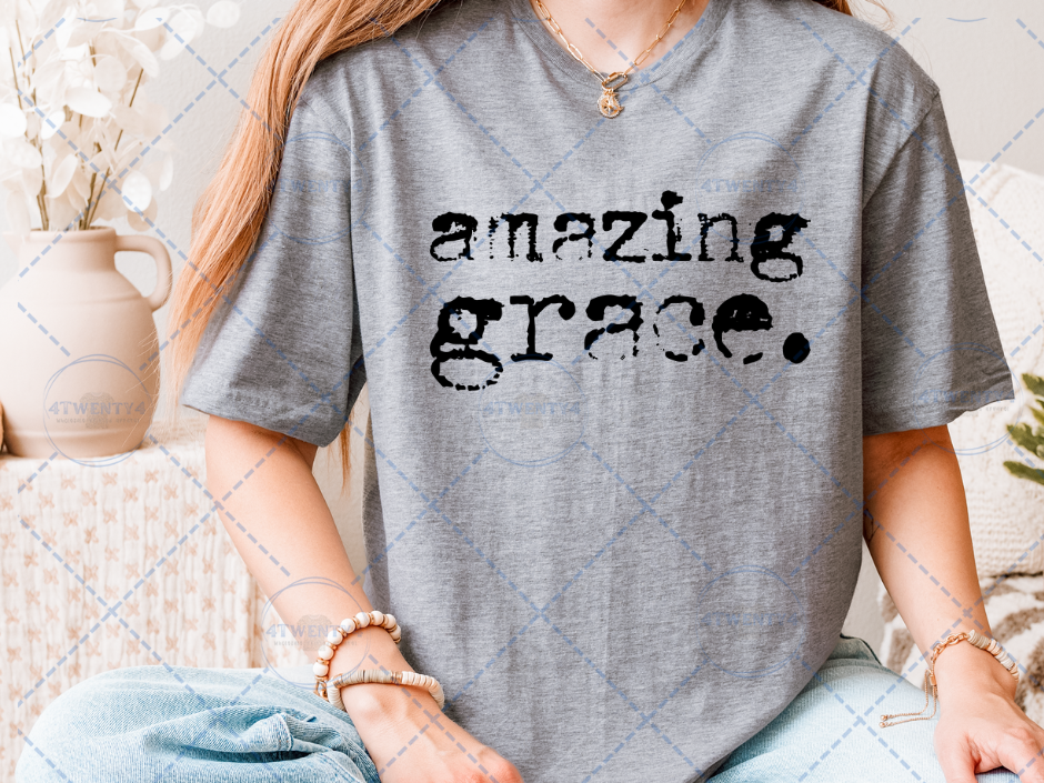 Typeset Amazing Grace T-Shirt • Sweatshirt - Faith Based Shirt | Christian Spirit Wear | Bold Faith • Simple Truth • Minimalist