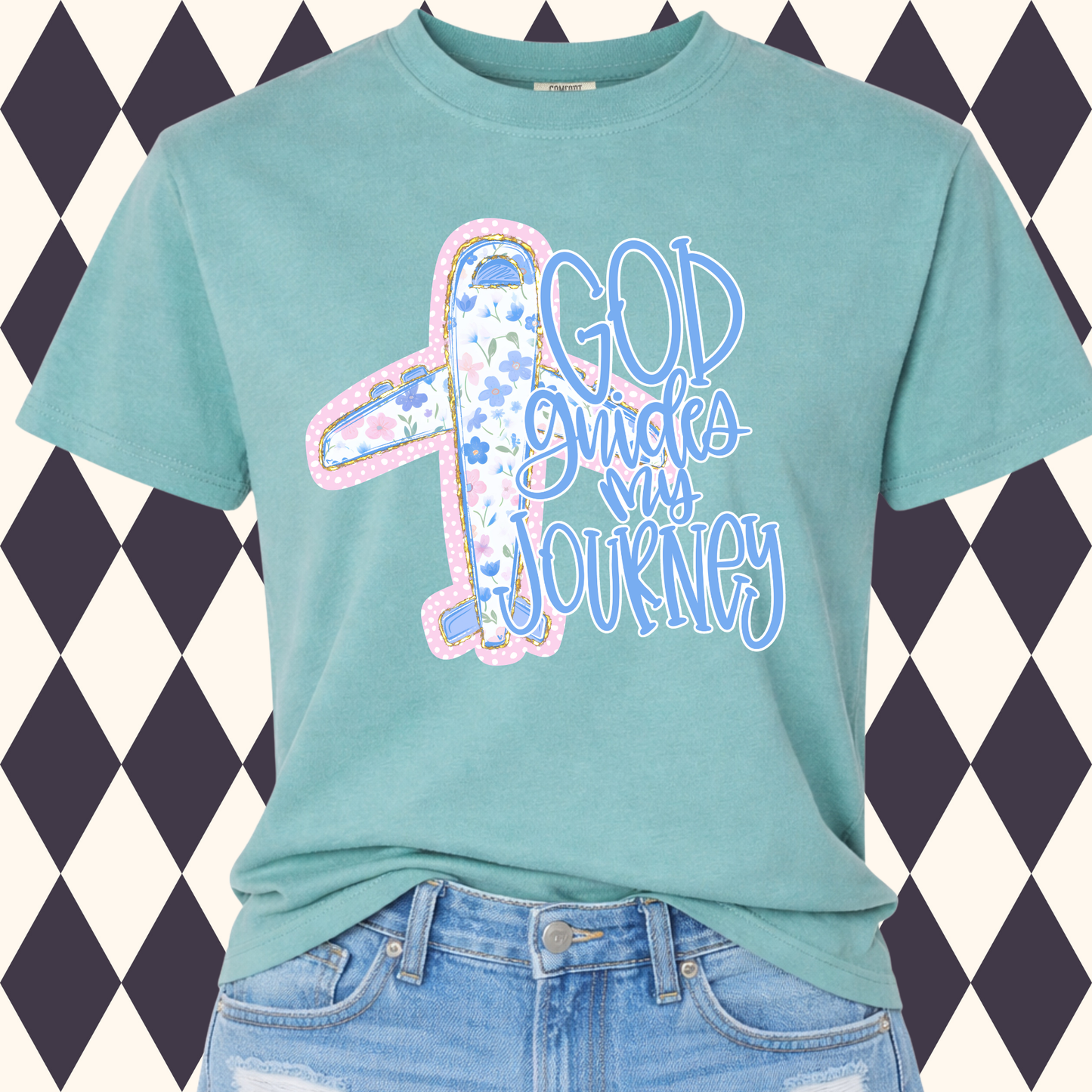 God Guides My Journey T-Shirt | Preppy Floral | Faith Shirt