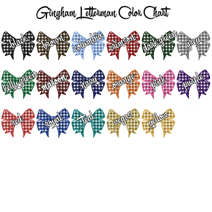 Gingham Letterman Side-Bow Sweatshirt
