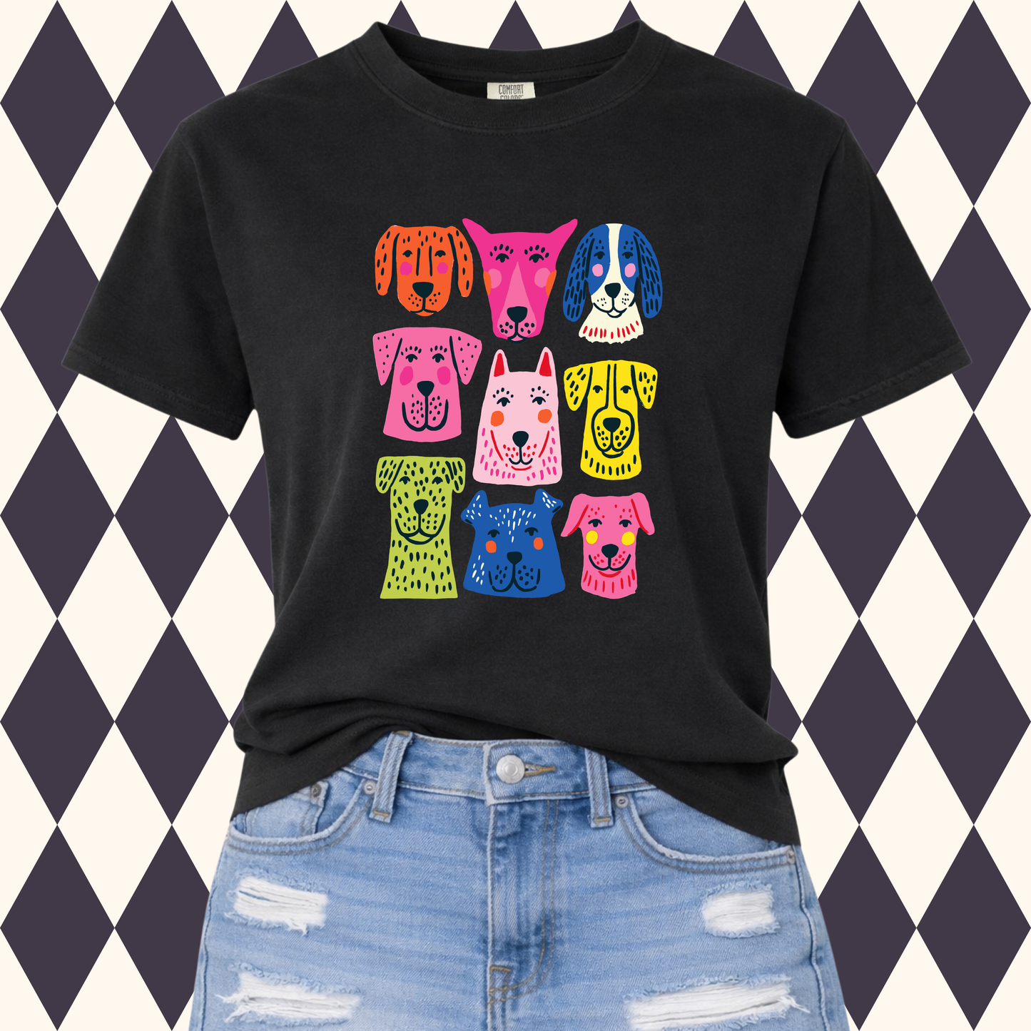 Doodle and Dots Dog T-Shirt  | Adult • Youth Sizes Available