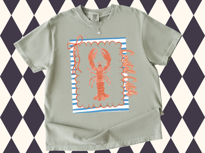 Coastal Catch Lobster Tee | Preppy Nautical Stripe Bow Shirt