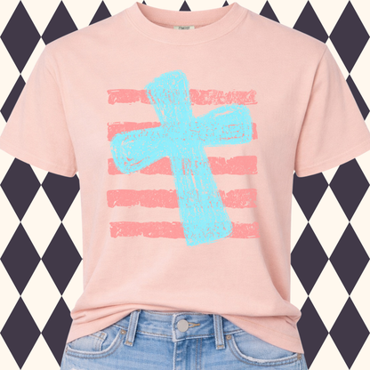 Distressed Cross & Stripes Faith T-Shirt