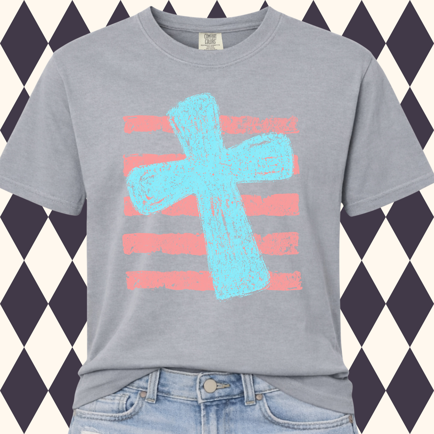 Distressed Cross & Stripes Faith T-Shirt