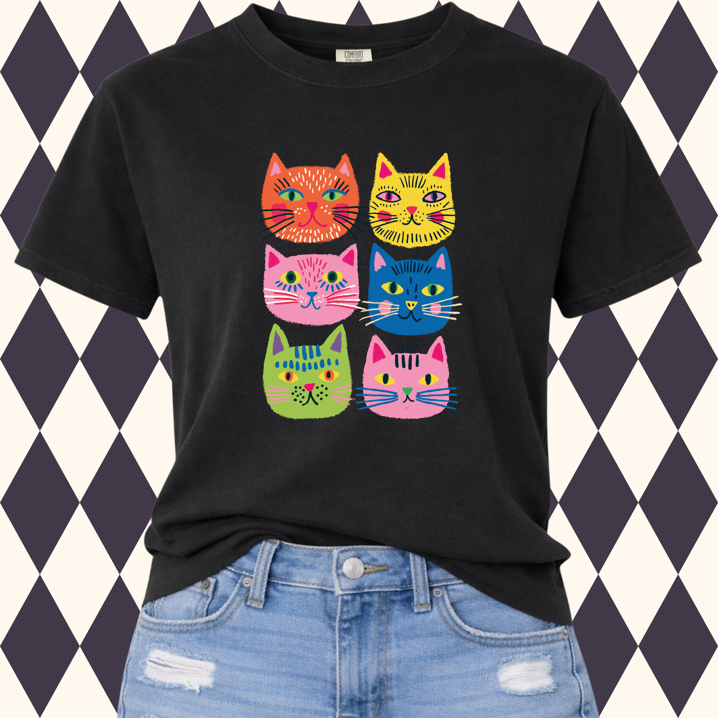 Cool Cat Grid T-Shirt | Adult • Youth Sizes Available