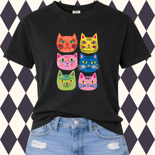 Cool Cat Grid T-Shirt | Adult • Youth Sizes Available