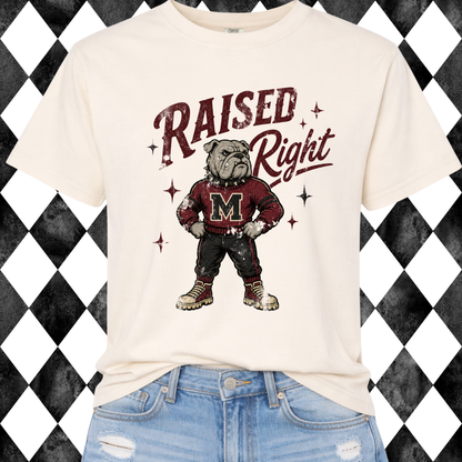 Retro Raised Right Custom Mascot Graphic Tee