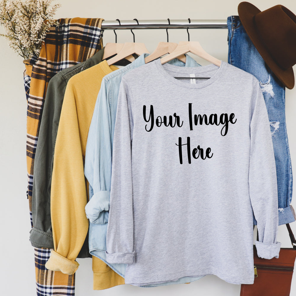 Shirts - Long-Sleeved Crewneck Tee - Bring Your Own Design