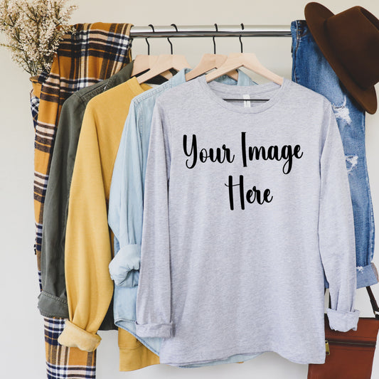 Shirts - Long-Sleeved Crewneck Tee - Bring Your Own Design