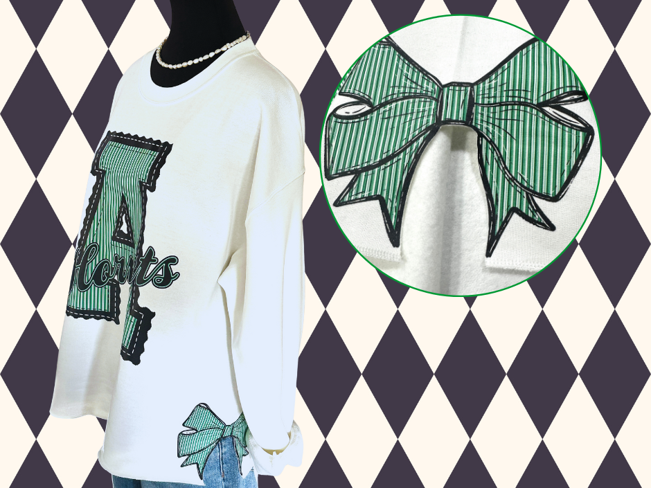 Prepster Letter Side-Bow Sweatshirt  | Any Team • Any Color Combination