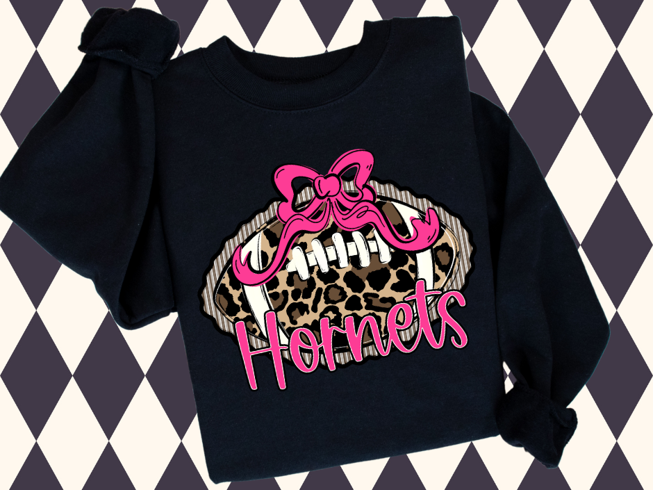 Prepster Leopard Football Bow T-Shirt • Sweatshirt | Any Mascot