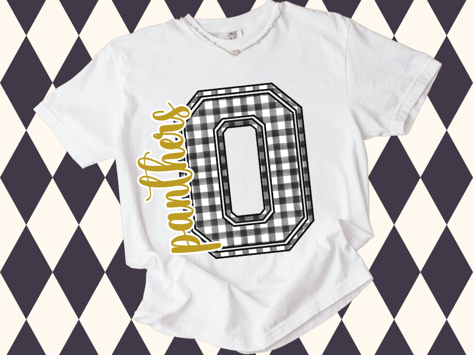 Game Day Gingham Letter with Mascot T-Shirt • Sweatshirt | Any Color • Any Team • Any Mascot