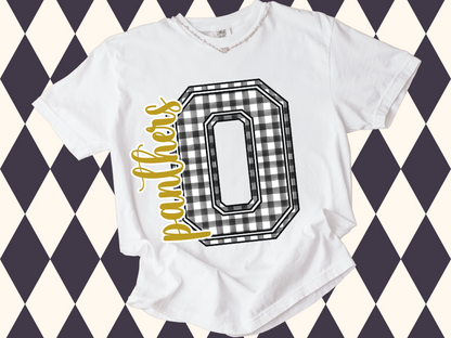 Game Day Gingham Letter with Mascot T-Shirt • Sweatshirt | Any Color • Any Team • Any Mascot