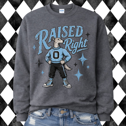 Retro Raised Right Sweatshirt | Any Mascot • Any Color